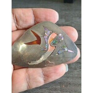 Taxco Tropical Fish Abalone Sterling Silver Brooch Missing Abalone Needs Repair